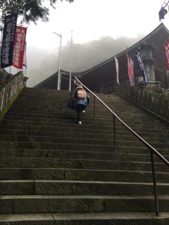 西国三十三所巡礼　第一番礼所　青岸渡寺　参道の階段・本堂間近